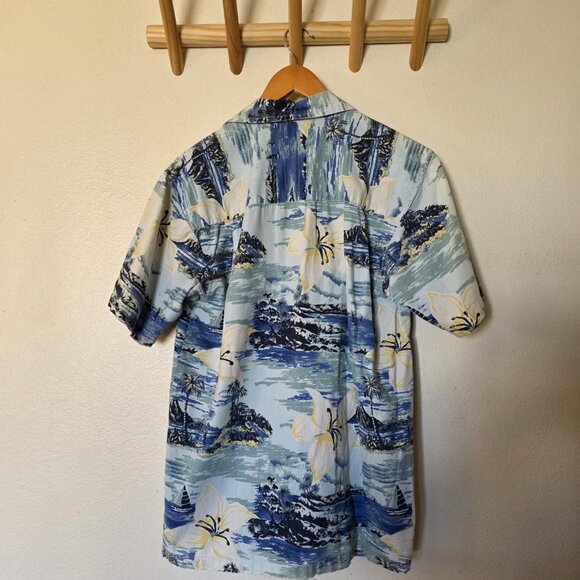 Vintage Cherokee Waikiki Wear Hawaiian Aloha Shirt Men’s Small Blue Floral - Picture 3 of 11